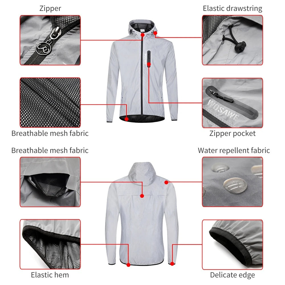 Premium Fully Reflective Walking, Cycling and Horse Riding Outdoor Jacket Hooded