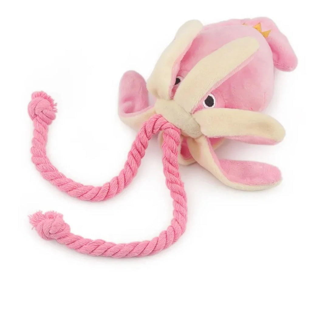 Luxury Dog Toys - Plush Soft Squid Octopus Puppy/Dog Toy with Squeaker and Rope