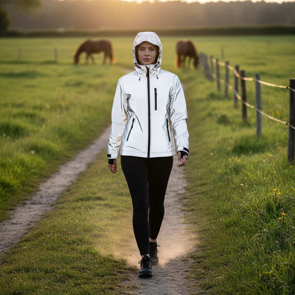 Premium Fully Reflective Walking, Cycling and Horse Riding Outdoor Jacket Hooded
